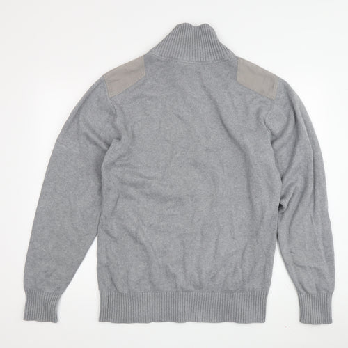 James Harvest Men's Grey Cotton Full Zip Jumper L