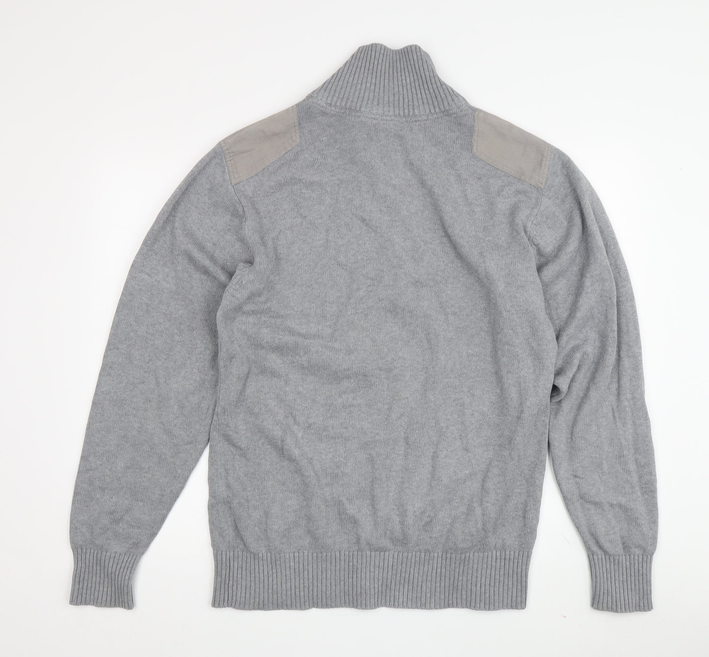 James Harvest Men's Grey Cotton Full Zip Jumper L