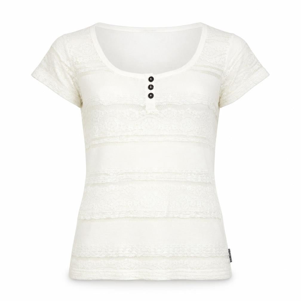 Front view of Blanc du Nil Women's White T-Shirt, Scoop Neck, size M