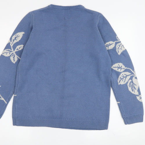 Country Rose Women's Blue Floral Embroidered Jumper Size 8