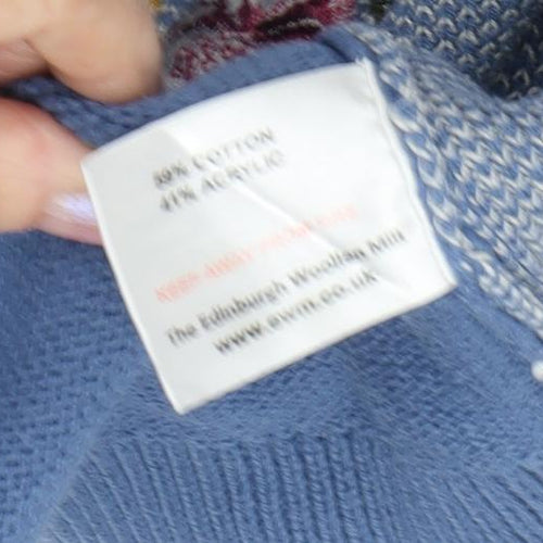 Country Rose Women's Blue Floral Embroidered Jumper Size 8