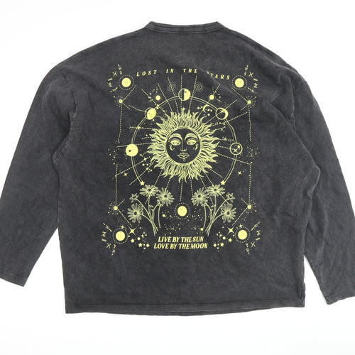 ASOS Men's Black Graphic Long Sleeve T-Shirt M