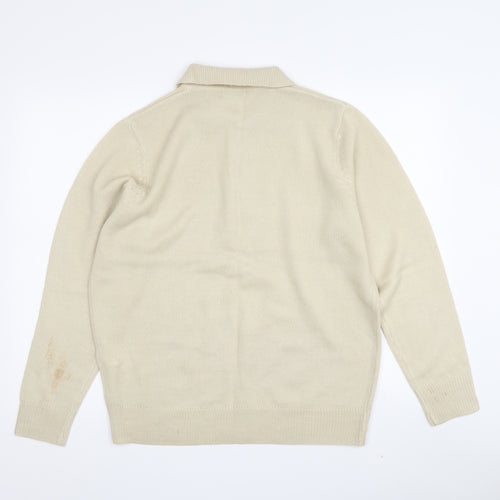 Damart Women's Beige Wool Collared Cardigan Size 18