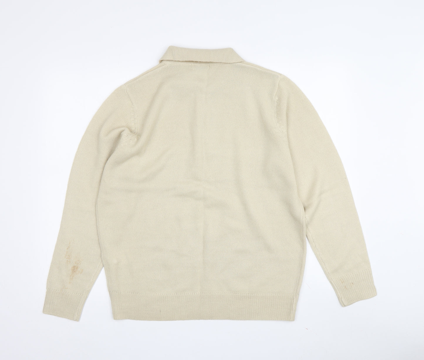 Damart Women's Beige Wool Collared Cardigan Size 18