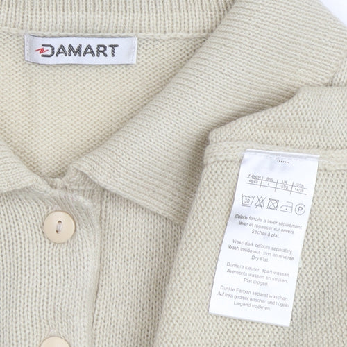 Damart Women's Beige Wool Collared Cardigan Size 18
