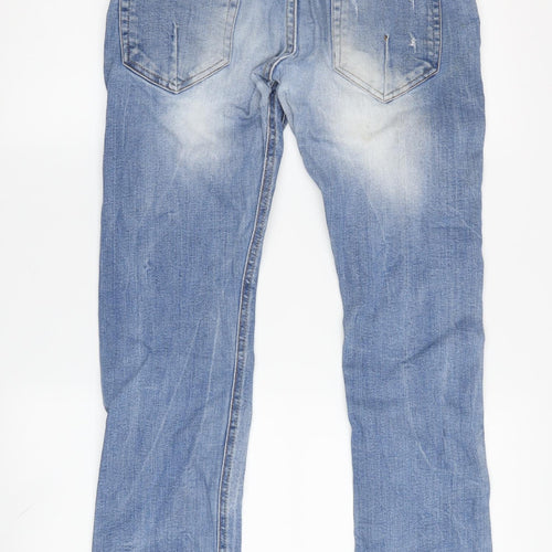 Zara Men's Distressed Blue Straight Jeans 30