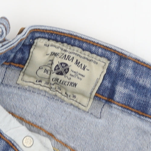 Zara Men's Distressed Blue Straight Jeans 30
