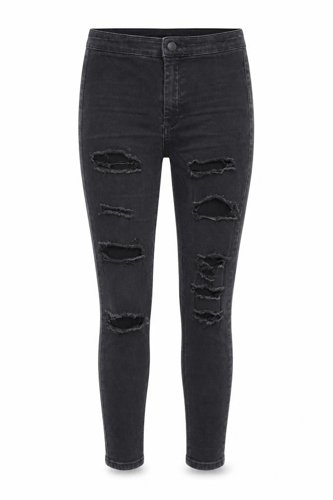 Topshop Women's Black High-Rise Skinny Distressed Jeans