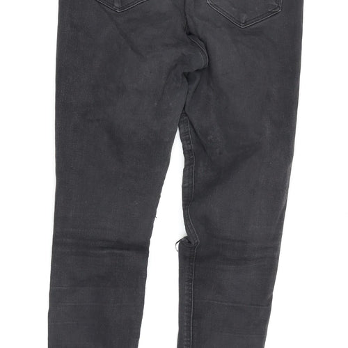 Topshop Women's Black High-Rise Skinny Distressed Jeans