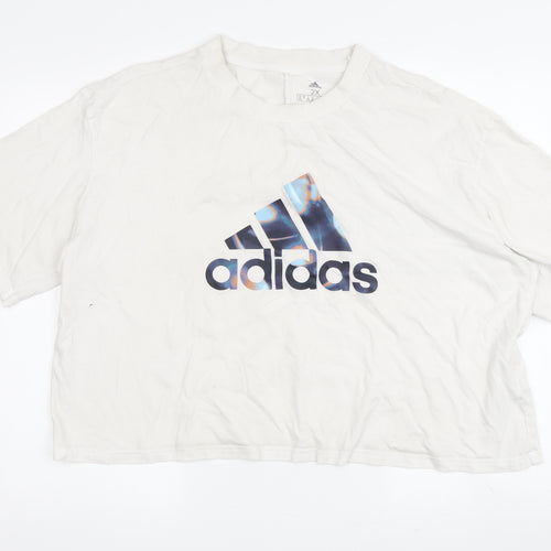 Adidas Women's White 2XL Relaxed Fit T-Shirt
