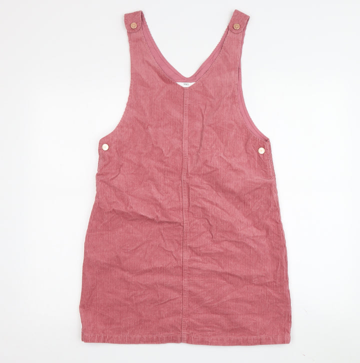 Marks and Spencer Girls Pink Corduroy Pinafore Dress, Size 11