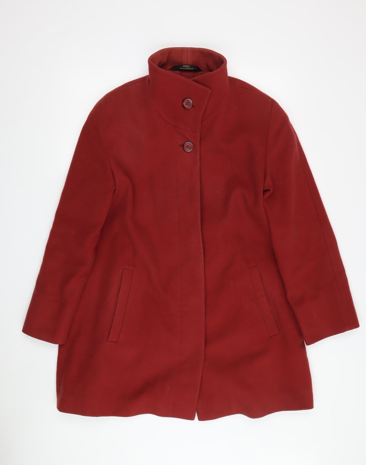Marks and Spencer Red Wool Blend Women's Mid Overcoat Size 12