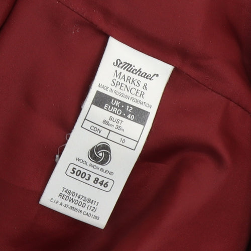Marks and Spencer Red Wool Blend Women's Mid Overcoat Size 12