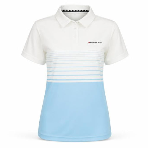 Benross Unisex Blue White Striped Polo Shirt, Size 10