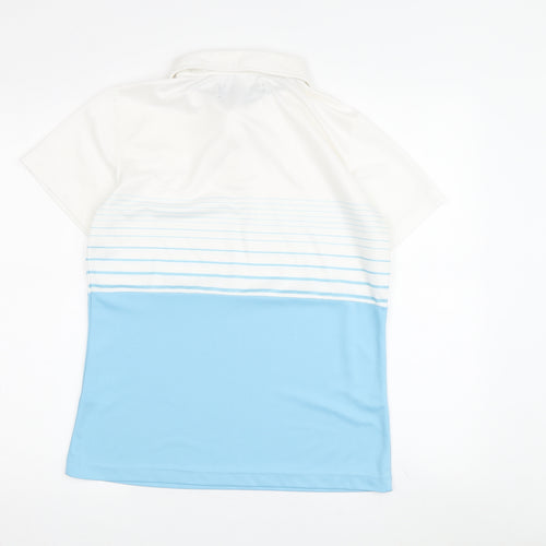 Benross Unisex Blue White Striped Polo Shirt, Size 10