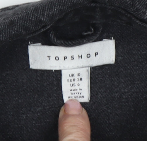 Topshop Women's Black Cropped Denim Jacket Size 10