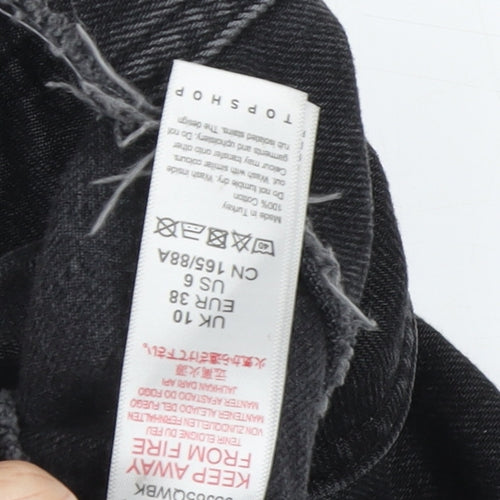 Topshop Women's Black Cropped Denim Jacket Size 10