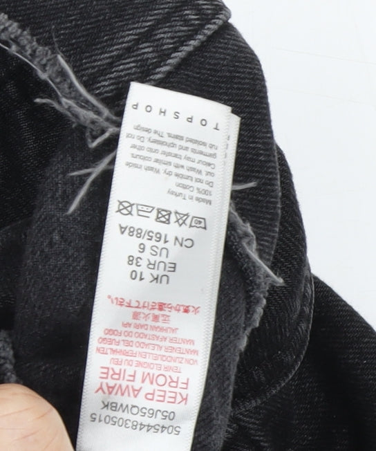 Topshop Women's Black Cropped Denim Jacket Size 10