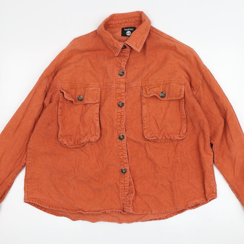 Boohoo Women’s Orange Corduroy Jacket Size 10