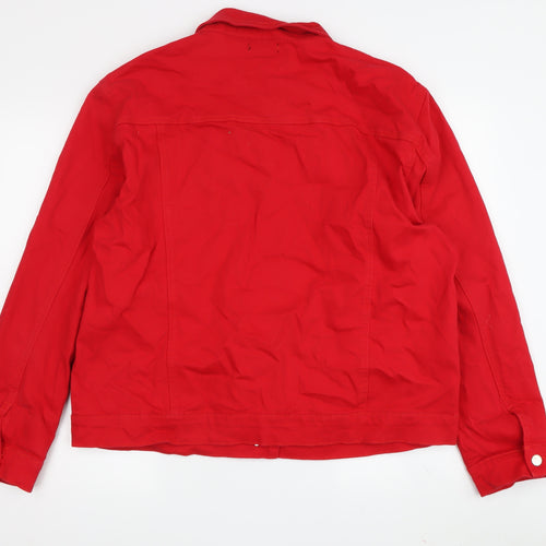 PrettyLittleThing Women's Red Denim Jacket Size 14