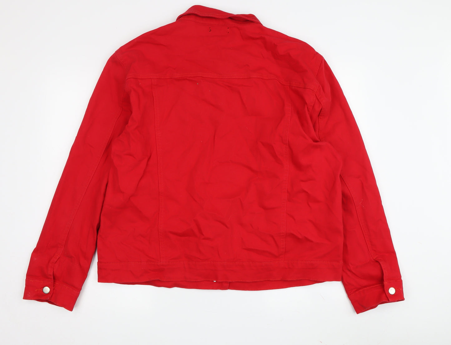 PrettyLittleThing Women's Red Denim Jacket Size 14