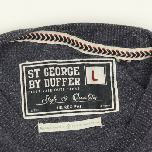 St George by Duffer Men's Blue T-Shirt L Solid