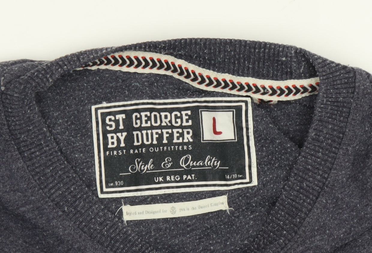 St George by Duffer Men's Blue T-Shirt L Solid