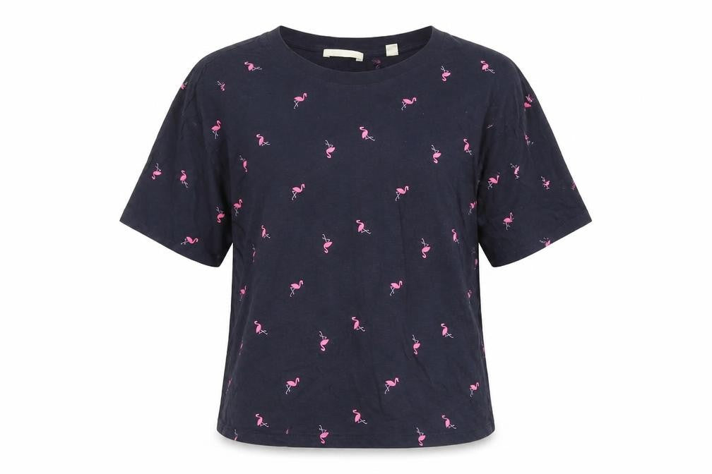 Front view of ESPRIT Women's Blue Animal Print L Basic T-Shirt