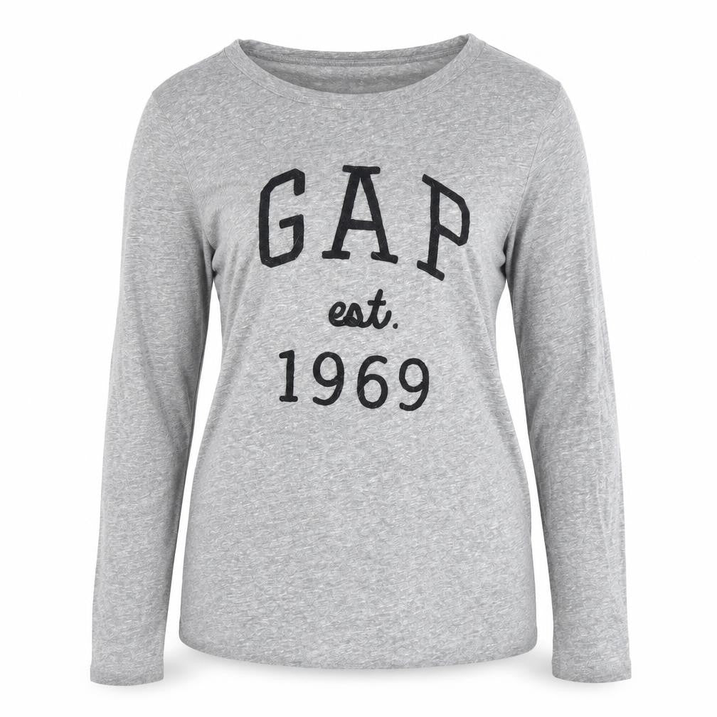 Front view of Gap women’s grey crew neck t-shirt m casual basic