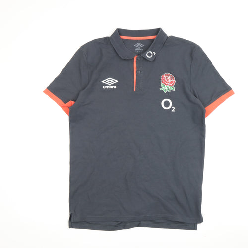 Umbro Men's Grey Rugby Polo Shirt, Size M, Casual Sportswear