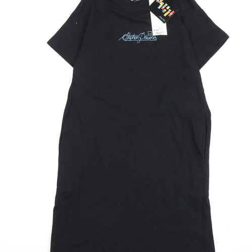Uniqlo Girls Black T-Shirt Dress 9-10 Years Short Sleeve
