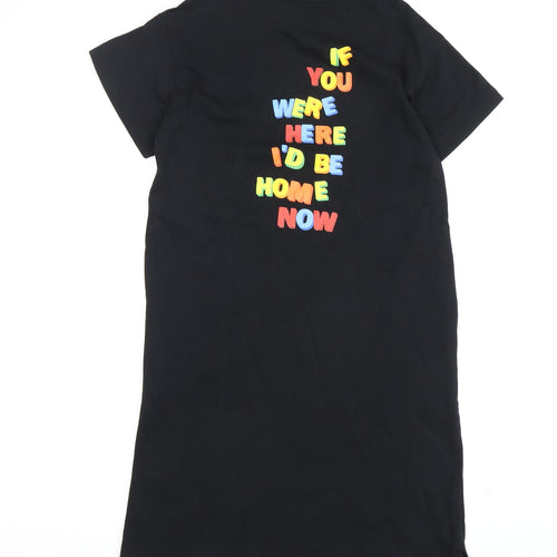 Uniqlo Girls Black T-Shirt Dress 9-10 Years Short Sleeve