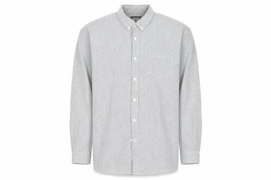 Front view of Thomas Nash Men's XL Black Check Button-Up Shirt