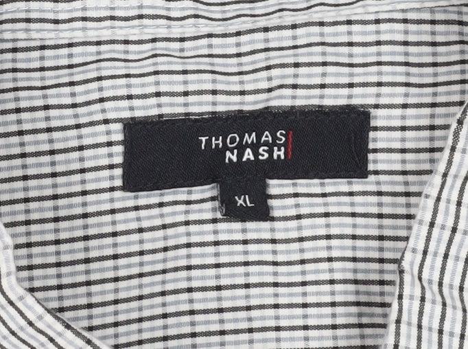 Thomas Nash Men's XL Black Check Button-Up Shirt