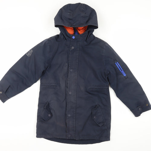 Joules Boys Blue Parka Coat, Size 8 Years, Hooded
