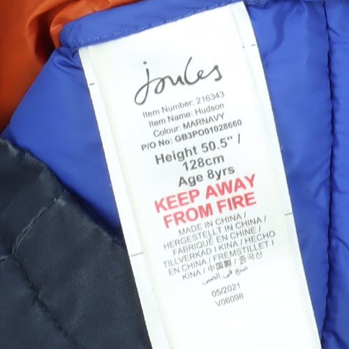 Joules Boys Blue Parka Coat, Size 8 Years, Hooded
