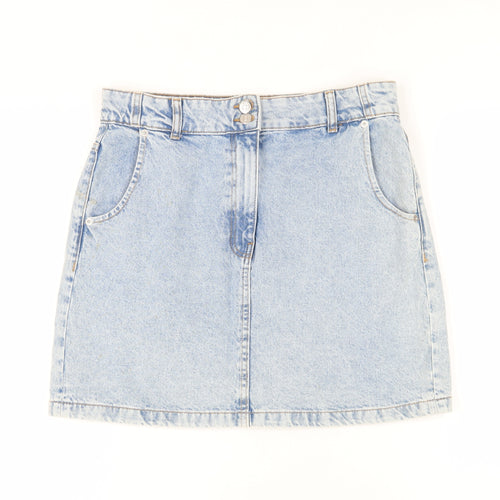 MNG Women's Blue Denim Skirt - Size L
