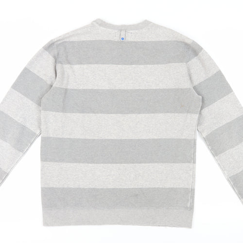 Adidas Men's Grey Striped Pullover Sweatshirt Size S