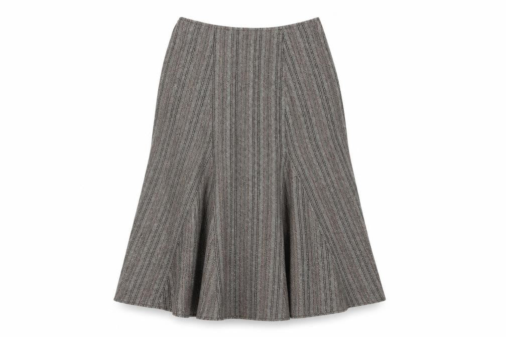 Front view of Wallis Women's Brown A-Line Midi Skirt, size 10