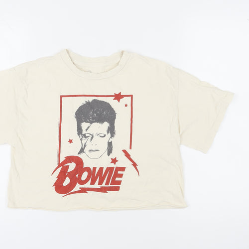 Bowie Unisex Beige T-Shirt, M, Retro Music Style