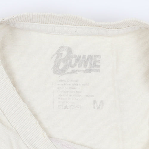 Bowie Unisex Beige T-Shirt, M, Retro Music Style