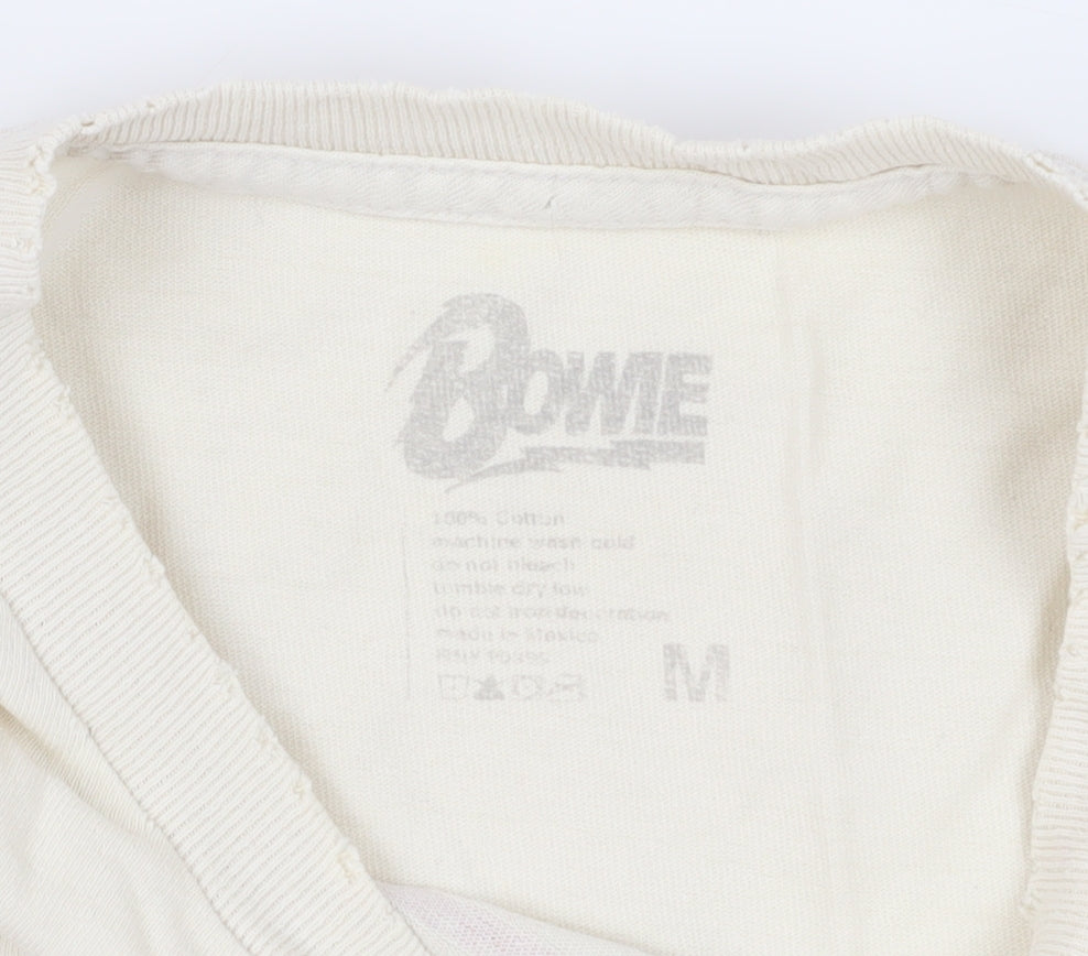Bowie Unisex Beige T-Shirt, M, Retro Music Style