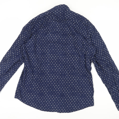 Esprit Men's Blue XL Geometric Long Sleeve Shirt