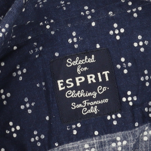 Esprit Men's Blue XL Geometric Long Sleeve Shirt