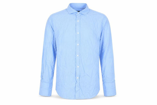 Front view of Jaeger Men's Blue Pinstripe Dress Shirt, size 16