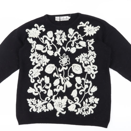 Rafaella Women's Black Embroidered Pullover Jumper Size M