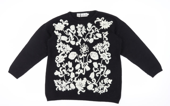 Rafaella Women's Black Embroidered Pullover Jumper Size M