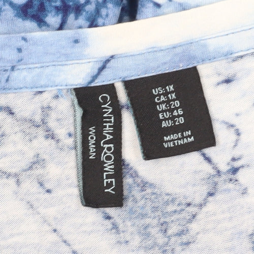 Cynthia Rowley Women's Plus Size Blue Floral T-Shirt