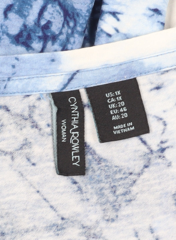 Cynthia Rowley Women's Plus Size Blue Floral T-Shirt