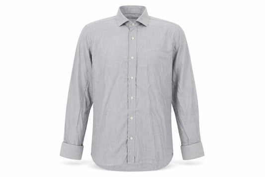 Front view of Savoy Taylors Guild Men's Grey Slim Fit Dress Shirt XL